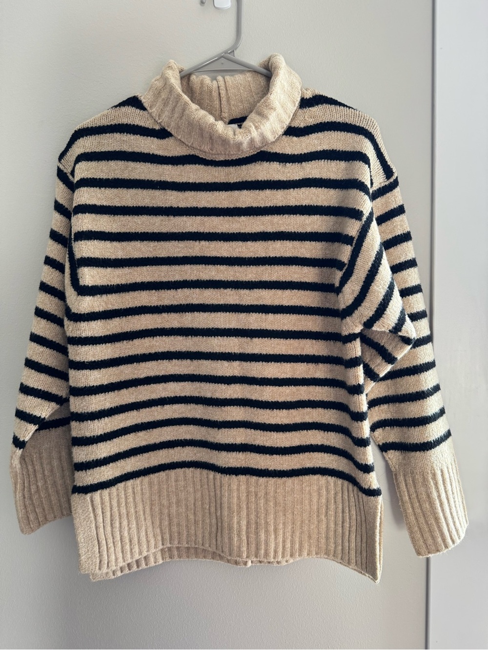 A New Day Turtleneck Women’s Cream and Black Striped Sweater
